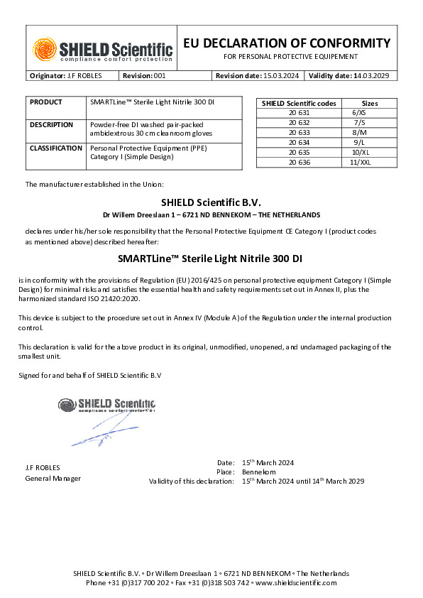 PDF SMARTLine™ Steriles leichtes Nitril 300 DI